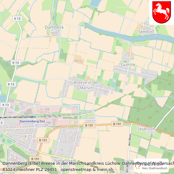 Dannenberg (Elbe) Breese in der Marsch  Lageplan